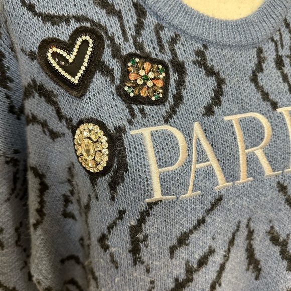 Cinq à Sept Paris Rhinestone Applique Wool Animal Patterned Sweater - Picture 9 of 9